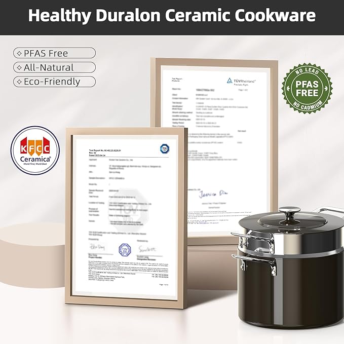 Nuwave Lux 13pc Forged Lightweight Cookware Set PFAS Free Healthy G10 Duralon Ceramic Coating Ultra Non-Stick Stay-Cool Handles Works on All Cooktops &amp Induction Ready