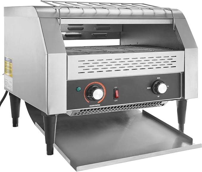 Happybuy Commercial Conveyor Toaster 450 Slices/Hour Heavy Duty Stainless Steel Electric Toaster Oven For Toast Bun Bagel Bread