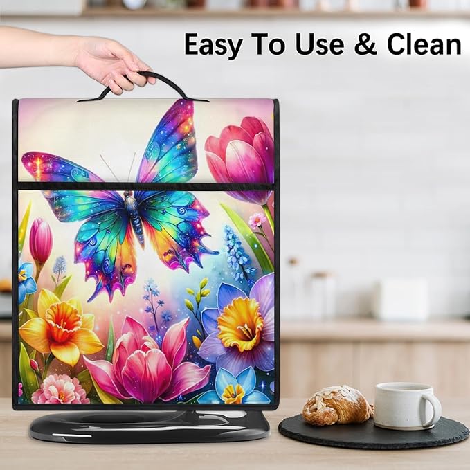 Kitchen Aid Mixer Cover Flower Animal Butterfly Stand Mixer Cover Compatible with 6-8 Quarts Stand Mixers Dust Covers with Zipper Pocket Foldable Washable Kitchen Aid Organizer Bag