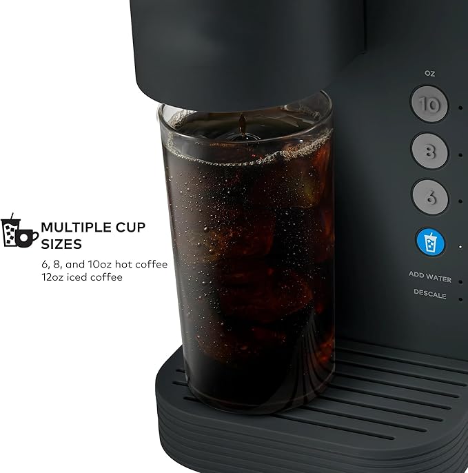 KeurigK -Express Essentials Plus Iced &amp Hot Single Serve Brewer Adjustable Temp Brew Over Ice Pods Compatible Coffee Maker (Black)