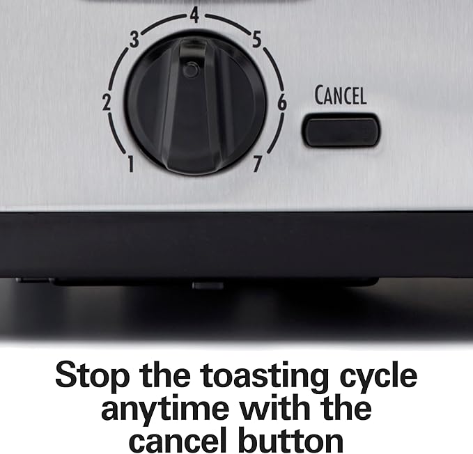 Hamilton Beach 4 Slice Toaster with Extra Wide Slots for Bagels Shade Selector Toast Boost Slide-Out Crumb Tray Auto-Shutoff and Cancel Button Brushed Stainless Steel (24910)