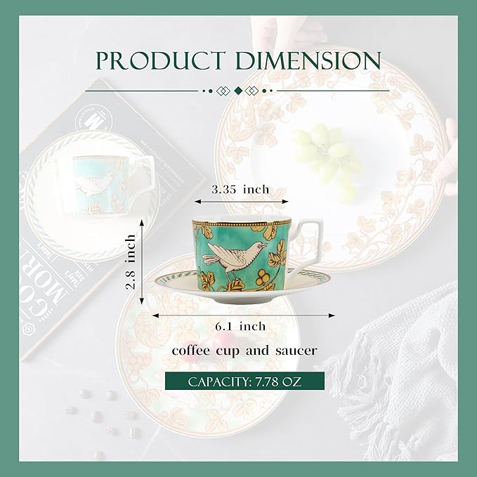 bone china dinnerware set dishes set for 2 people porcelain dinnerware sets for hotel family gathering banquet wedding(Includes 2 coffee cups and 2 saucers)