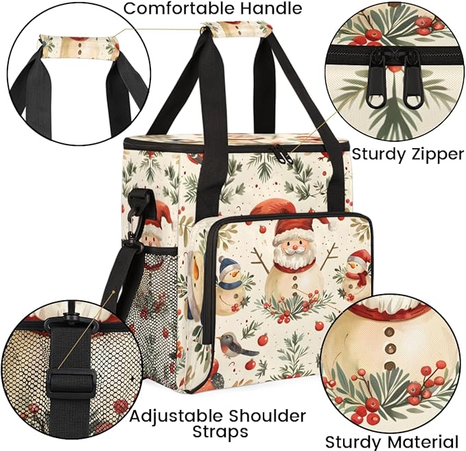 Fantastic Santa Claus Coffee Maker Carrying Bag Modern Santa Claus Travel Storage Bag Compatible with K-Mini or K-Mini Plus Single Serve Coffee Brewer Carrying Case with Pockets &amp Shoulder Strap