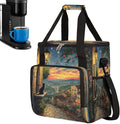 Light Night Scene Cat Flower Coffee Maker Carring Bag Travel Carrying Storage Tote Bag Compatible with Keurig K-Mini or K-Mini Plus Portable Single Serve Coffee Brewer Case with Pockets