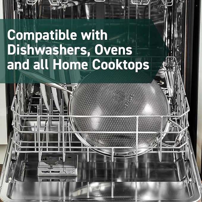 HexClad Hybrid Nonstick 10-Piece Cookware Set with 12 Pan 10 Wok Salt and Pepper Grinder Set and 6-Piece Essential Knife Set Stay-Cool Handles Dishwasher and Oven-Safe Induction Ready