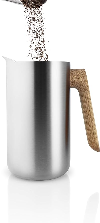 Eva Solo | Nordic Kitchen French Press Coffee Maker 34 oz | Thermo cafetiére Stainless Steel Vacuum Jug with a Oak Wood Handle | Danish Design Functionality &amp Quality | Silver