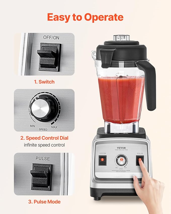 VEVOR Professional Blender for Smoothies 85 oz 1400Wwith Powerful Motor Multi-Functional Food Processing for Smoothie/Milkshake/Juice Fits for Kitchen