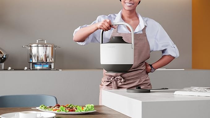 DesignNest PowerCooker Multi-cooker Steamer Auto Warmer Fast Cooking Portable Pot Detachable Heating Base 5 Cooking Models Touch Control Panel Soup Rice Stews Oatmeal &amp Yogurt White