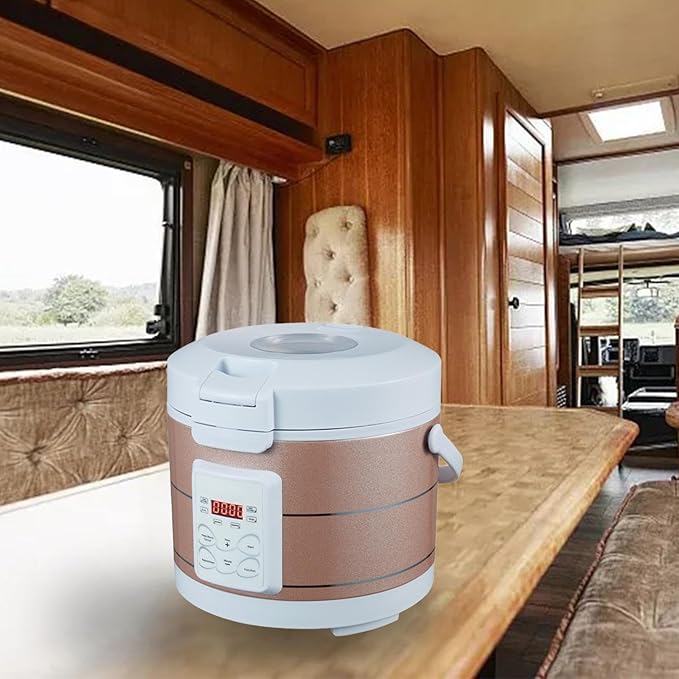 12V 24V Portable Car 3L Electric Rice Cooker 26x23cm Portable Multifunctional Professional for Keeping Warm Rice Cooking Pot B(Style A)