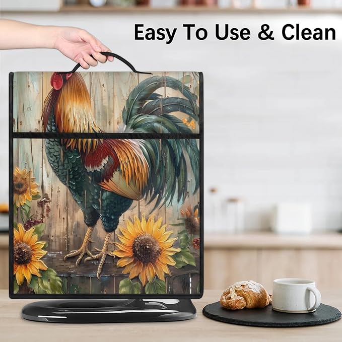 cfpolar Kitchen Aid Mixer Cover Compatible with 6-8 Quarts Flower Roosrer Sunflowers Stand Mixer Cover Kitchen Aid Mixers Accessories Appliance Organizer Bag Dust Covers with Zipper Pocket