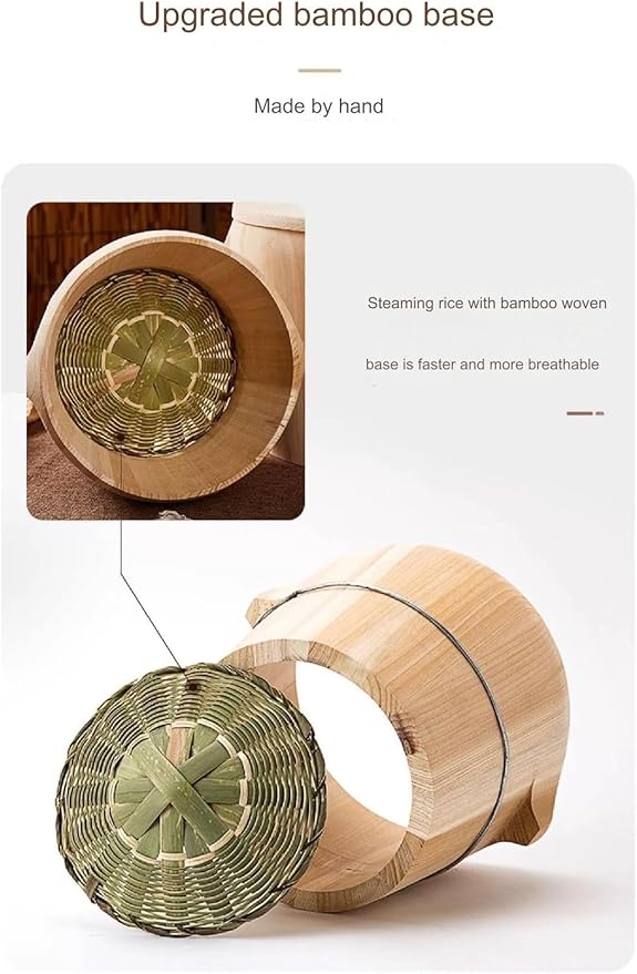 1 Set of Steaming Rice Barrel Handmade Rice Barrel Wooden Steaming Rice Barrel Rice Mixing Barrel with Lid Suitable for Home Kitchen Coffee