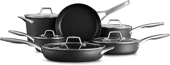Calphalon 11-Piece Pots and Pans Set Nonstick Kitchen Cookware with Stay-Cool Handles Dishwasher and Metal Utensil Safe Black