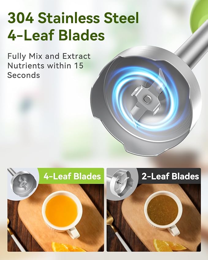 Immersion Blender Handheld 5 in 1 Hand Blender 1000W Hand Mixer Stick BPA-Free 12 Speed Handheld Blender with Mixing Beaker Chopper Whisk and Milk Frother for Soup Smoothies Sauce Baby Food