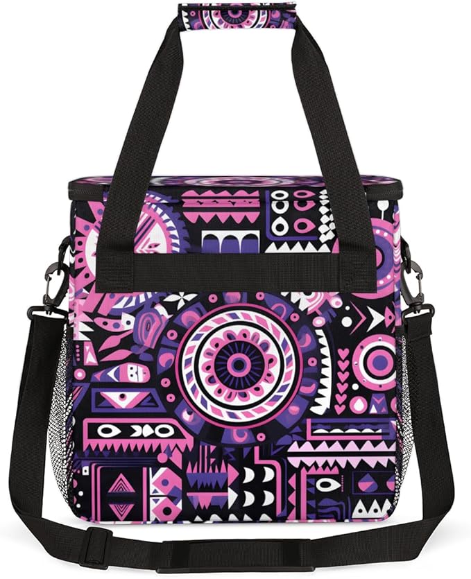 Geometry Aztec Coffee Maker Carrying Bag Ethnic Mandala Travel Storage Bag Compatible with K-Mini or K-Mini Plus Single Serve Coffee Brewer Carrying Case with Multiple Pockets &amp Shoulder Strap