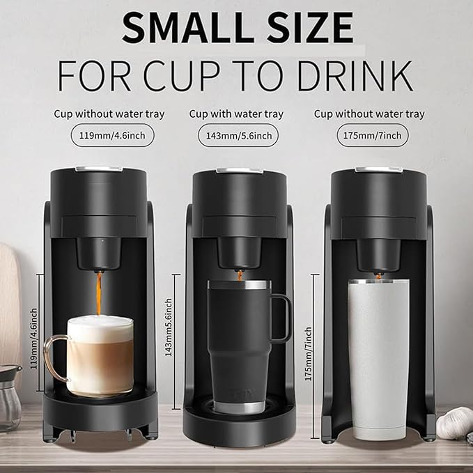 Capsule Coffee Machine Mini Espresso Machine Smart Dual Mode with 3000l Water Tank 3 Height Adjustable Cup Holder(119/143/175mm) for K-Cup Capsules Cappuccino