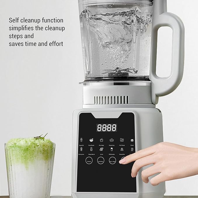 POCREATION Soy Milk Blender Multifunctional Nut Milk Maker Machine with 24H Timer Keep Warm 1200W 1650ml Capacity for Family Meals ABS SUS White (US Plug 110V)