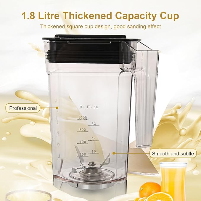 Professional Compact Smoothie - 1.8 L Capacity Food Processing Blender 2200 W with Sound Enclosure Preset 5 Timings - for Cold Drinks Smoothies Sauces Shakes Cocktails