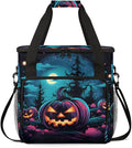 Gothic Halloween Pumpkin Coffee Maker Carrying Bag Travel Storage Bag Compatible with K-Mini or K-Mini Plus Single Serve Coffee Brewer Carrying Case with Multiple Pockets &amp Shoulder Strap