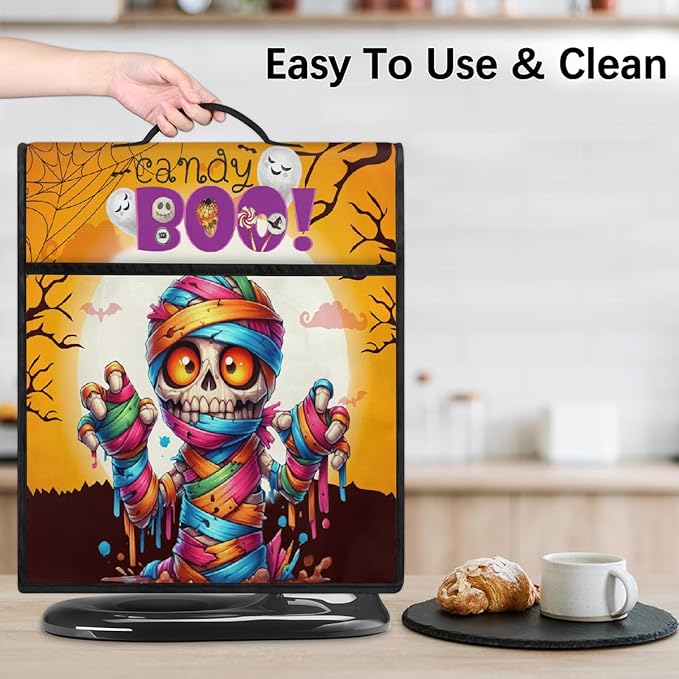 cfpolar Kitchen Aid Mixer Cover Compatible with 6-8 Quarts Halloween Skeleton Mummy Stand Mixer Cover Kitchen Aid Mixers Accessories Appliance Organizer Bag Dust Covers with Zipper Pocket