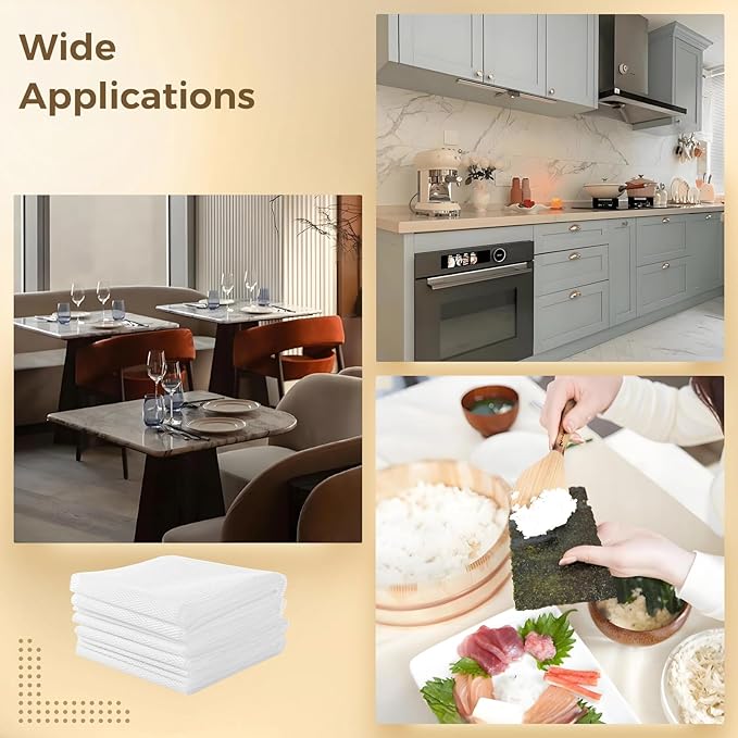 4 Pcs Rice Net 43.3×39.4 Sushi Rice Cooking Net Non-Stick Fine Mesh Rice Cooker Napkins Tetoron Rice Nets Cooking Steam Cloths for Homes Restaurants Camping