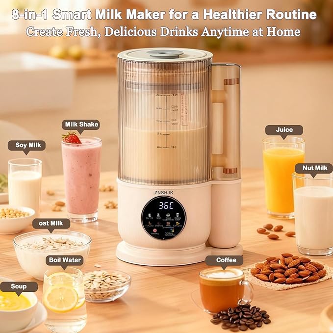 50oz Nut Milk Maker &amp Grinders 10-in-1 Soy Almond Oat &amp Rice Milk Maker with 12 Stainless Steel Blades Vegan Blender with Delay Start Boil Water &amp Easy Self-Cleaning