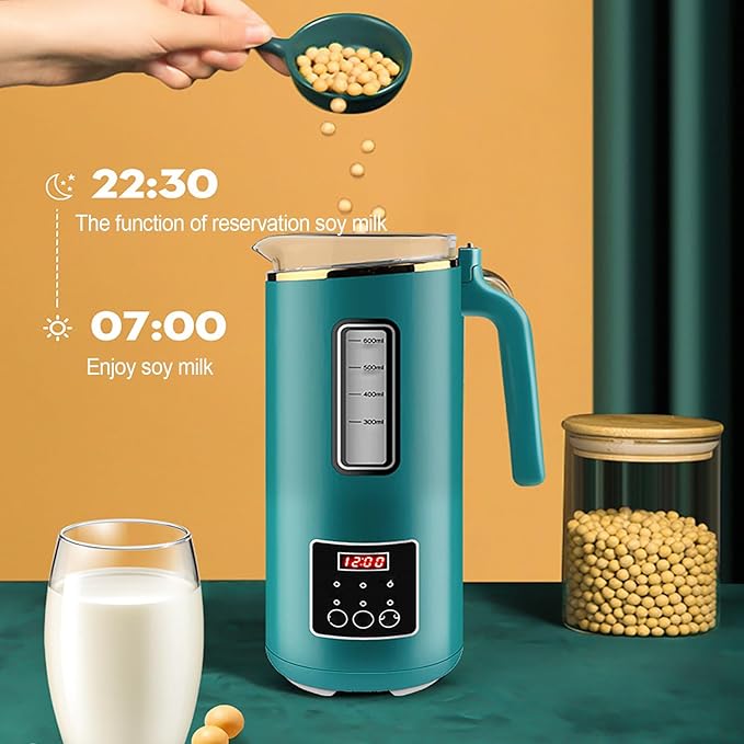 Mini Soy Milk Maker 600ml 110V Quiet Blender with 9 Functions Automatic No-Filter No Net Grinding Touch Control for 1-2 People Baby Food Juice Hot Drinks