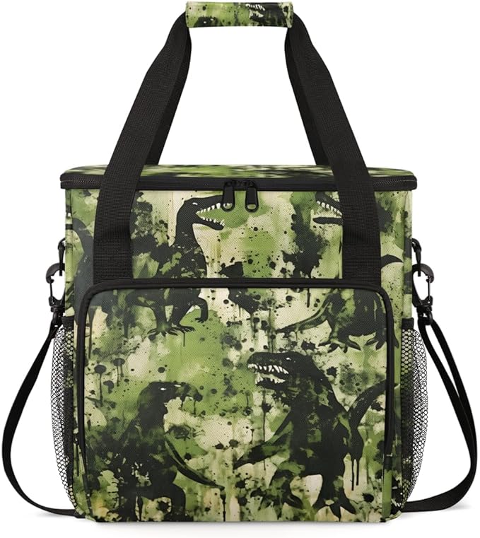 Camouflage Dinosaur Coffee Maker Carrying Bag Portable Travel Storage Tote Bag Compatible with K-Mini or K-Mini Plus Single Serve Coffee Brewer Carrying Case with Multiple Pockets &amp Shoulder Str