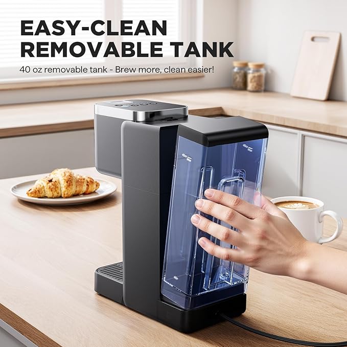 Single Serve Coffee Maker Iced and Hot Coffee Machine for K Cup &amp Grounds Compact Design 40oz Removable Water Reservoir 6 to 24 Oz Brew Sizes Fits 7.3 Travel Mug Black