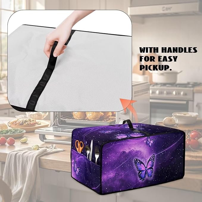 Butterfly Starlight Toaster Oven Cover with Storage Pockets Multipurpose Microwave Air Fryer Kichen Appliances Protective Covers Essential for Everyday Home Kitchens