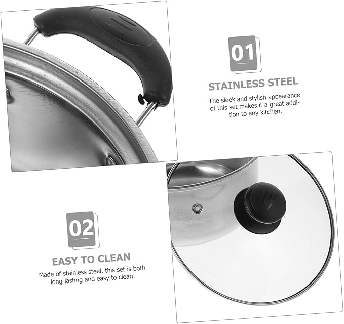 1Set Stainless Steel Cookware Set Kitchen Frying Pan and Stockpot for Induction Cooking Multi Functional Cookware for Home and Restaurant Use Stylish and Design