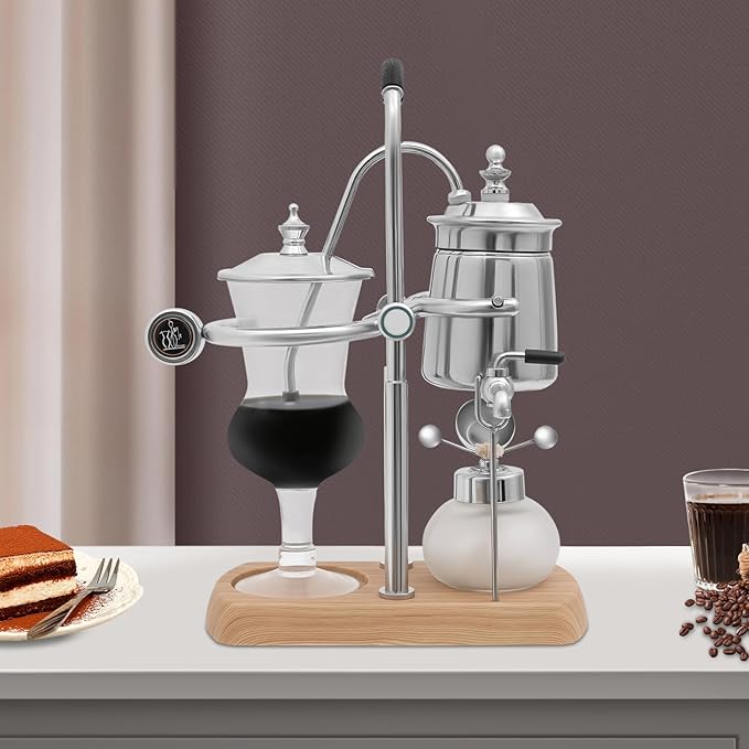 Siphon Coffee Pot Balance Maker Belgian Coffee Set Silver for Tea