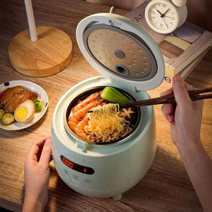 Rice Cooker 1.2L Electric Rice Cooker Automatic Multi Cooker Mini Portable Cooking Pot with Reservation(B)