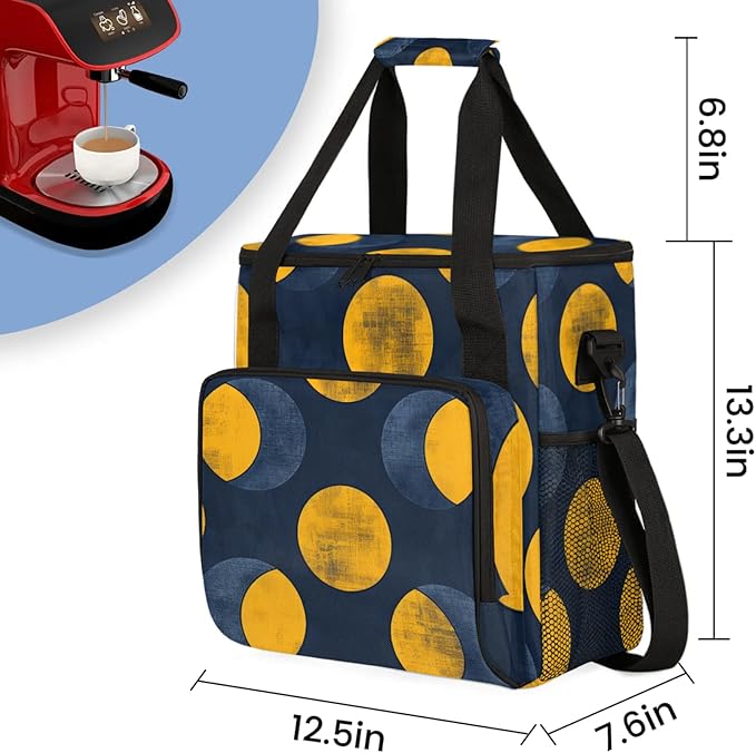 Magical Circle Coffee Maker Travel Bag for Keurig K-Mini/K-Mini Plus Insulated Waterproof Tote with Pockets for K-Cup Portable Single-Serve Brewer Case