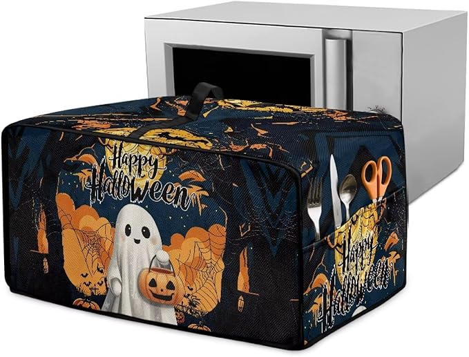 Doojoayie Ghost Toaster Cover 8 Slice Kitchen Appliance Covers Halloween Kitchen Appliance Dust Protector 22.5x18.5x 13 Compatible with Toaster/Bread Machine