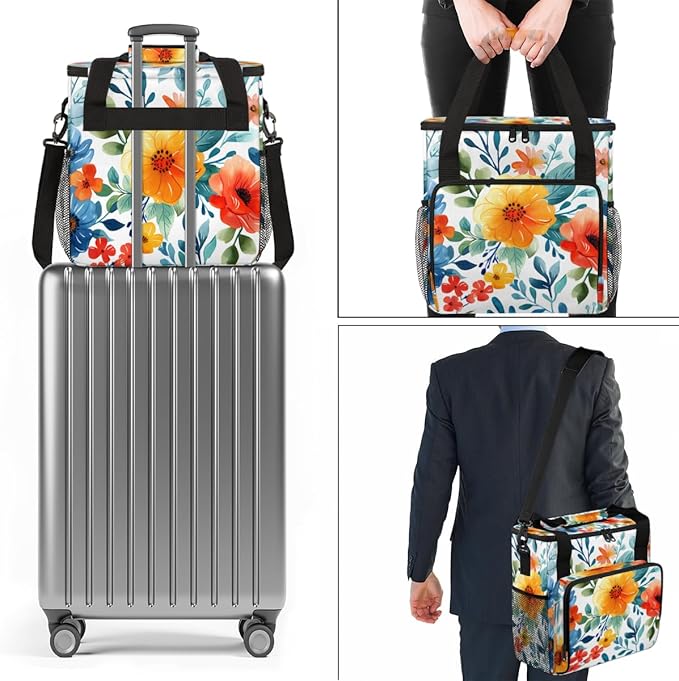 Opulent Flower Coffee Maker Carrying Bag Portable Travel Storage Tote Bag Compatible with K-Mini or K-Mini Plus Single Serve Coffee Brewer Carrying Case with Multiple Pockets &amp Shoulder Strap