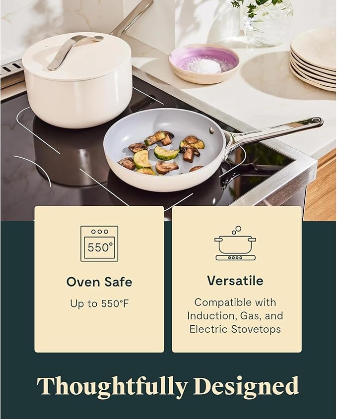 Mini Cookware Set - Non-stick Ceramic Fry Pan (1.05 Qt 8) Sauce Pan (1.75 Qt) &amp Storage Rack - Non Toxic Ptfe &amp Pfoa Freesage