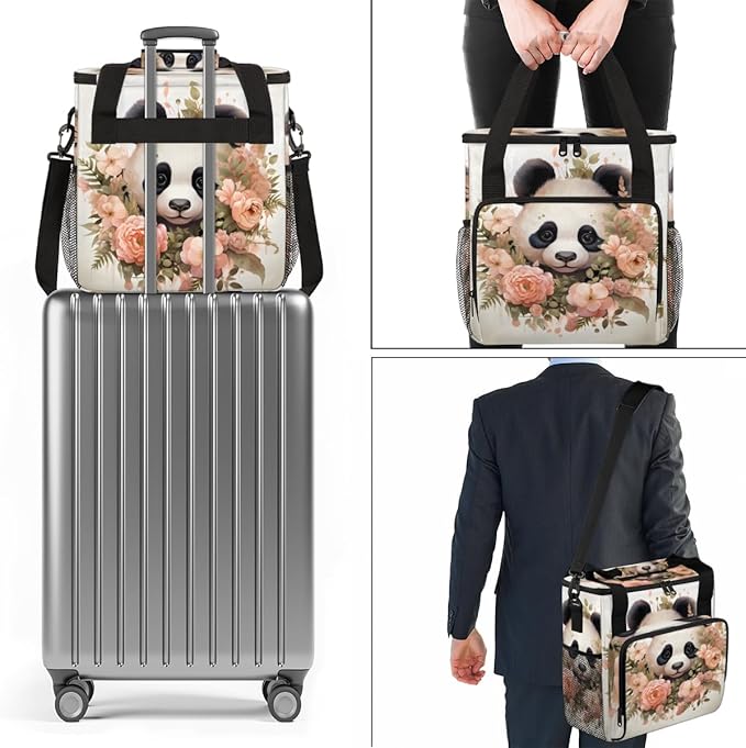 Cute Panda Coffee Maker Carrying Bag Garland Portable Travel Storage Tote Bag Compatible with K-Mini or K-Mini Plus Single Serve Coffee Brewer Carrying Case with Multiple Pockets &amp Shoulder Stra