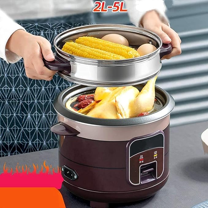 Mini Electric Rice Cooker with Keep Warm Function Multicooker/Food Steamer Inner Container Dishwasher-Safe Non-Stick3L