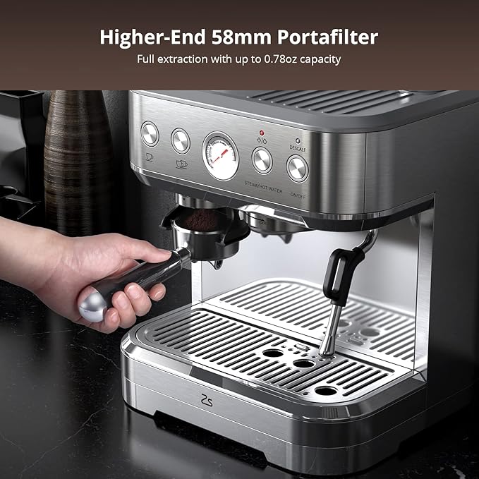 Professional Espresso Machine with Built-In Grinder and Milk Frother 15 Bar Cappuccino and Latte Maker Gift for Coffee Enthusiasts Mom Dad