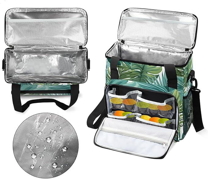Gossamer Tropical Leaves Coffee Maker Carrying Bag Travel Storage Bag Compatible with K-Mini or K-Mini Plus Single Serve Coffee Brewer Carrying Case with Multiple Pockets &amp Shoulder Strap