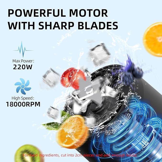 DENOKIN Portable Blender Cordless 20oz Vessel Personal Blender for Shakes &amp Smoothies with On Go Lid &amp Sip Lid Small Mixer for Kitchen Home Travel