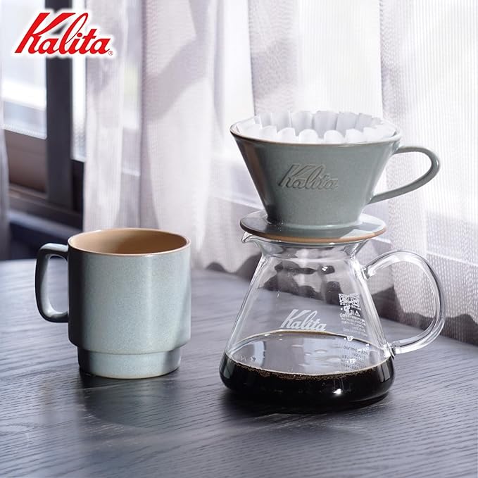Carita Kalita Coffee Dripper Mino Ware High Heat Retention Pottery for 1 to 2 People DACHI &amp KalitaMI 155 Sand Gray #01105 Wave Series Made in Japan Drip Equipment For 1 Person
