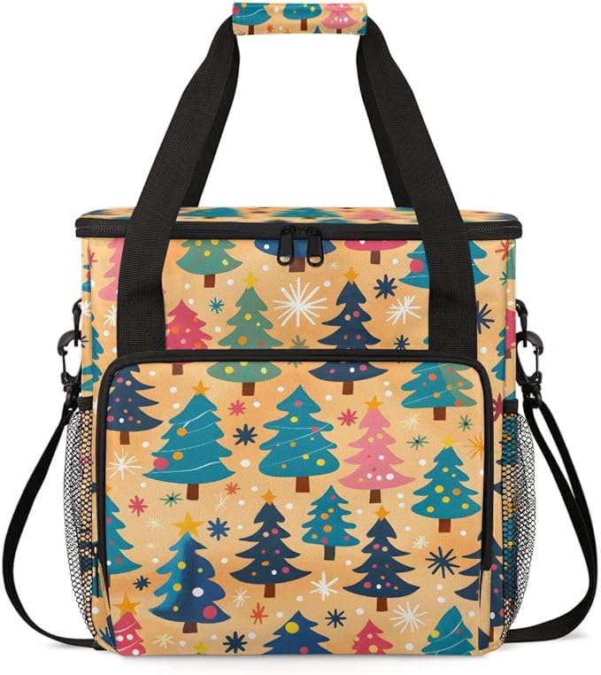 Christmas Tree Christmas Coffee Maker Carrying Bag Travel Storage Bag Compatible with K-Mini or K-Mini Plus Single Serve Coffee Brewer Carrying Case with Multiple Pockets &amp Shoulder Strap
