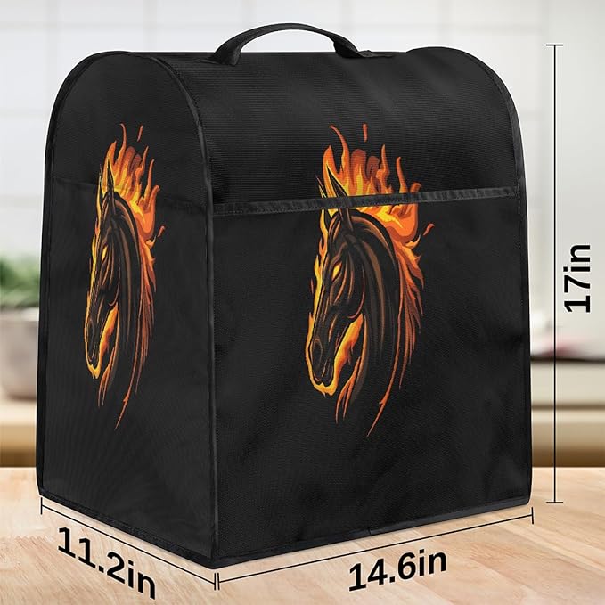 cfpolar Kitchen Aid Mixer Cover Compatible with 6-8 Quarts Animal Horse Head Stand Mixer Cover Kitchen Aid Mixers Accessories Appliance Organizer Bag Dust Covers with Zipper Pocket