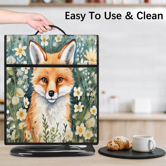 cfpolar Kitchen Aid Mixer Cover Compatible with 6-8 Quarts Cute Fox Flower Stand Mixer Cover Kitchen Aid Mixers Accessories Appliance Organizer Bag Dust Covers with Zipper Pocket