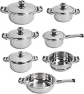 Stainless Steel Cookware Set Stainless Steel Pots and Pans with Uniform Heat Conduction 7 - Piece Kitchen Cooking Kit Including Stockpot and Steam Grid for Home Use