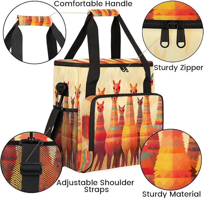 Alpaca Coffee Maker Carrying Bag Aztec Alpaca Portable Travel Storage Tote Bag Compatible with K-Mini or K-Mini Plus Single Serve Coffee Brewer Carrying Case with Multiple Pockets &amp Shoulder Str
