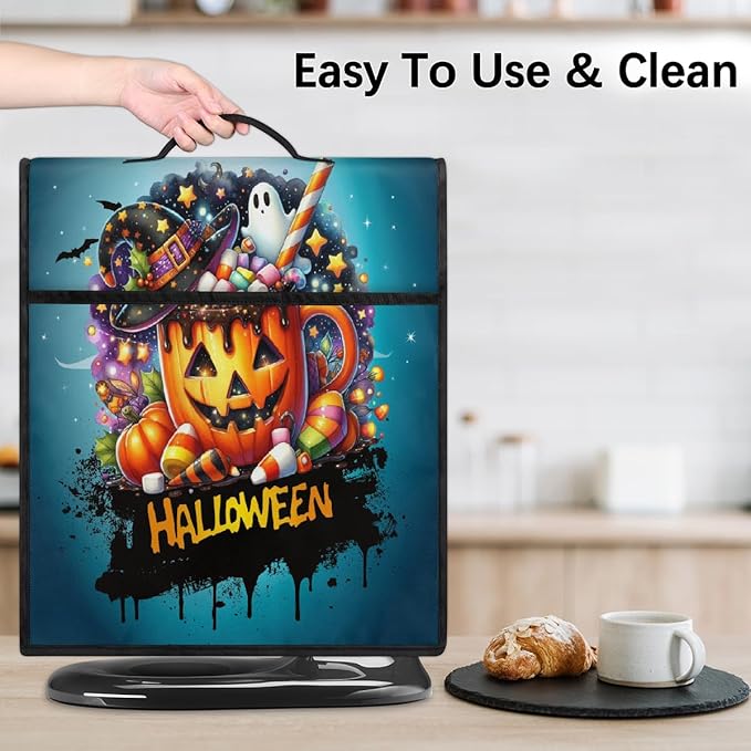 cfpolar Kitchen Aid Mixer Cover Compatible with 6-8 Quarts Halloween Spooky Pumpkin Candy Stand Mixer Cover Kitchen Aid Mixers Accessories Appliance Organizer Bag Dust Covers with Zipper Pocket