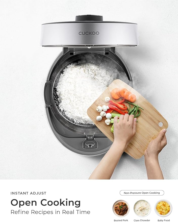 CUCKOO Twin Pressure Rice Cooker 10-Cup Uncooked / 20-Cup Cooked with Nonstick Inner Pot Large Rice Maker &amp Warmer with 16 Menu Options Open Cooking Mode Voice Guide Gray (CRP-ST1009FG)