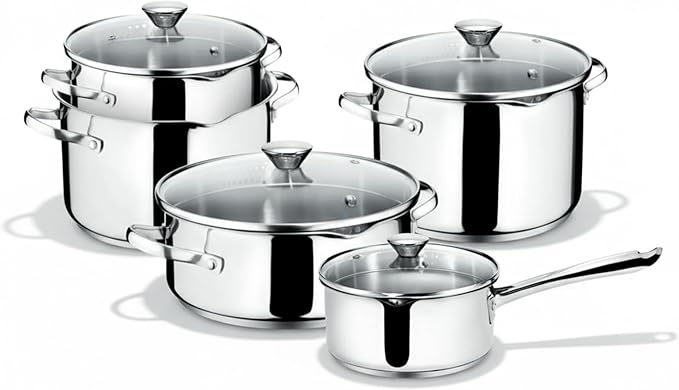 Lagostina Smart Set of Saucepans in Stainless Steel 9 Pieces)
